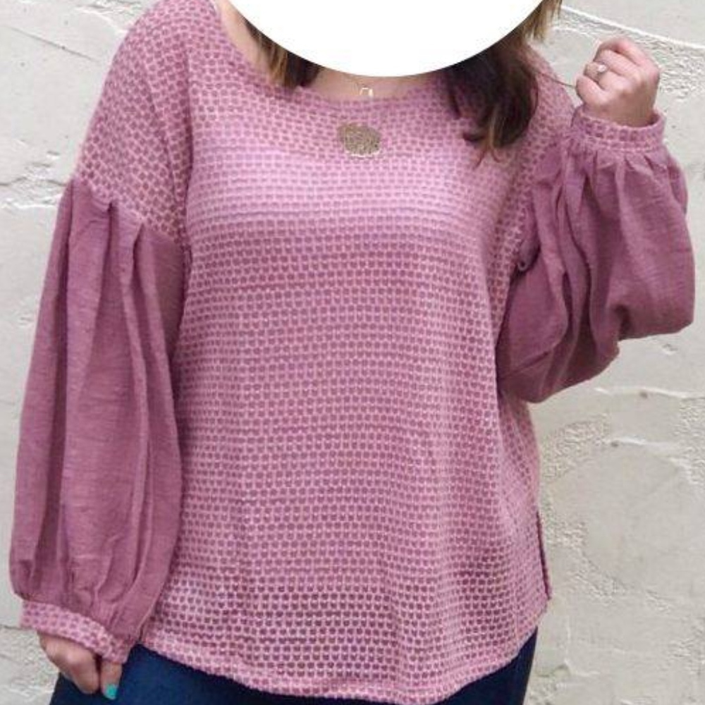 Umgee Mauve Top with Balloon Sleeves